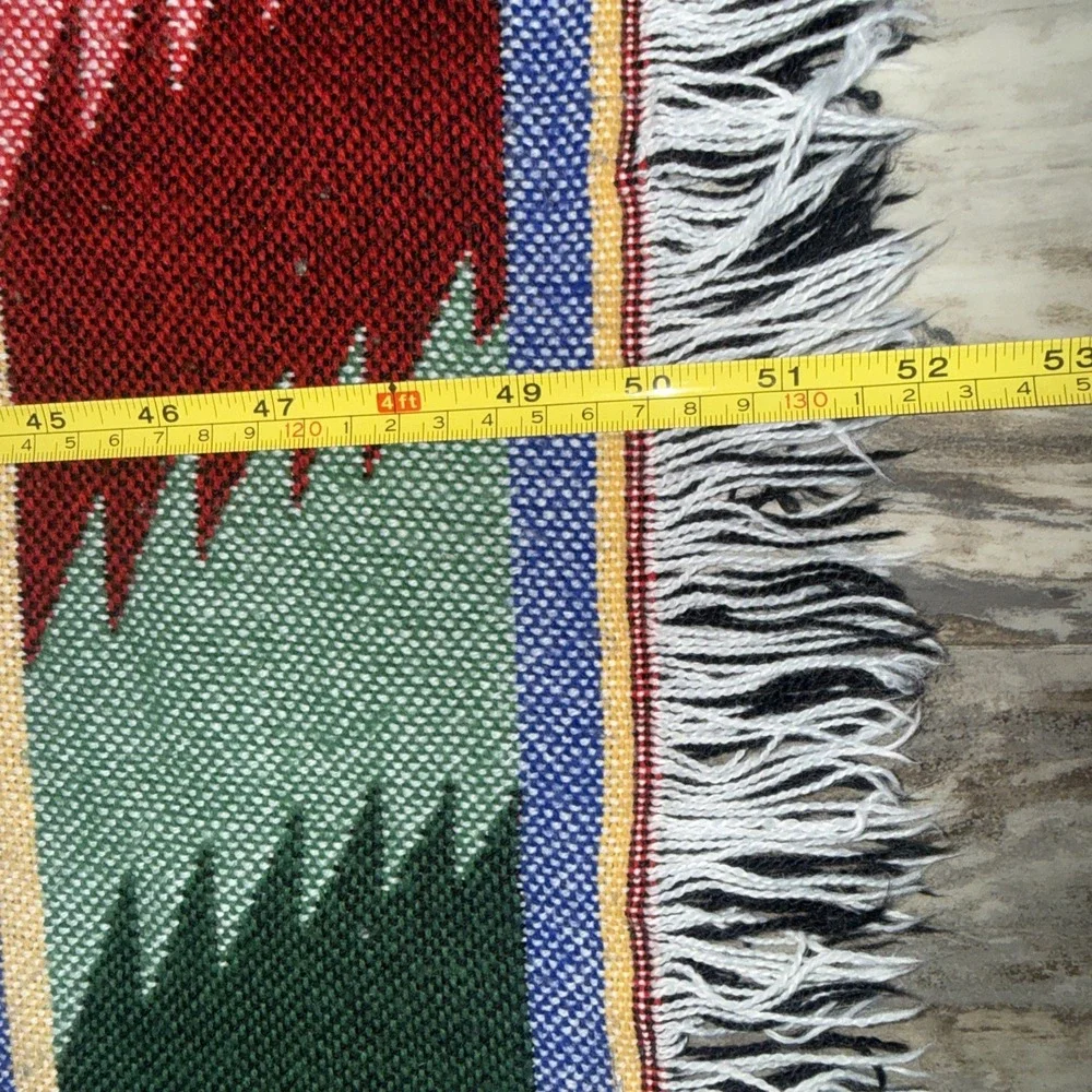 Vintage Art Native American Indian Canoe Tapestry Blanket Navajo Southwest 52X48
